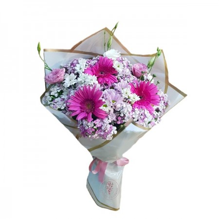 Pembe Gerbera ve Mevsim Buketi